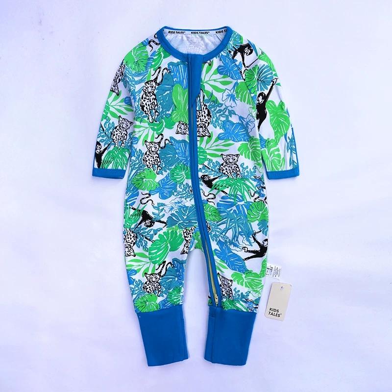 Fall Baby Animal Leaf Print Zipper Overalls - dianjiang-