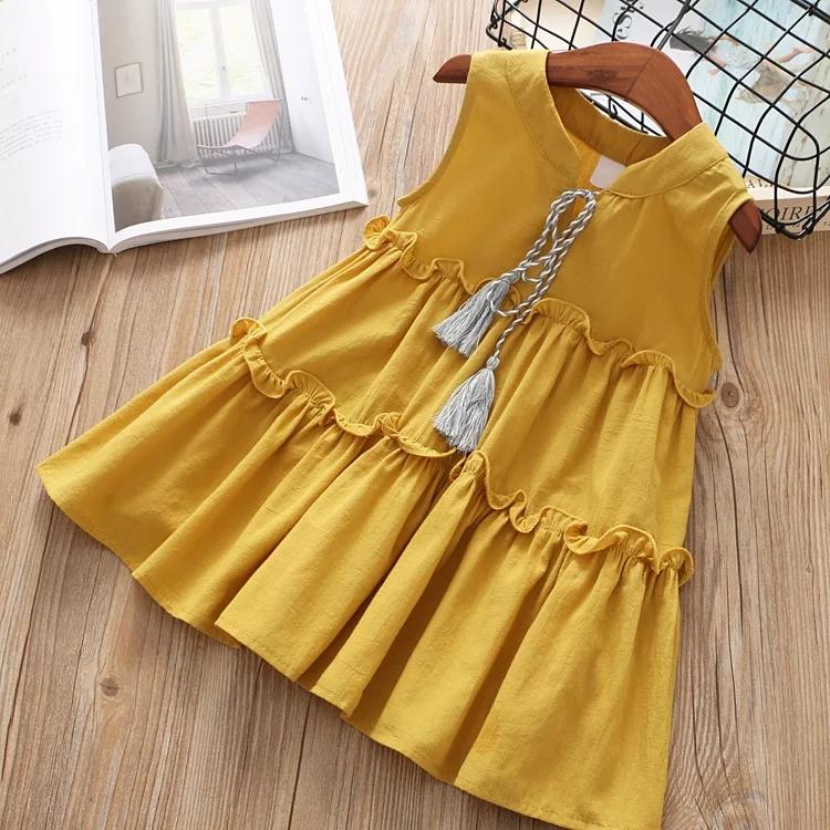 Tassel Trimmed Sleeveless Ruffle Dress For Toddler Little Girl - dianjiang-