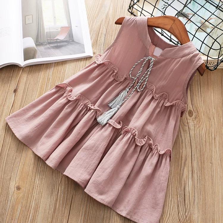 Tassel Trimmed Sleeveless Ruffle Dress For Toddler Little Girl - dianjiang-