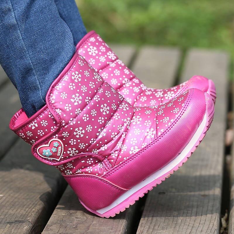 Winter Little Kids Outdoor Snowflake Fleece Lining Boots-3 Colors - dianjiang-