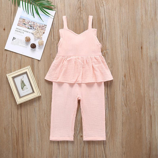 Solid Color Baby Girl Stylish Jumpsuit - dianjiang-