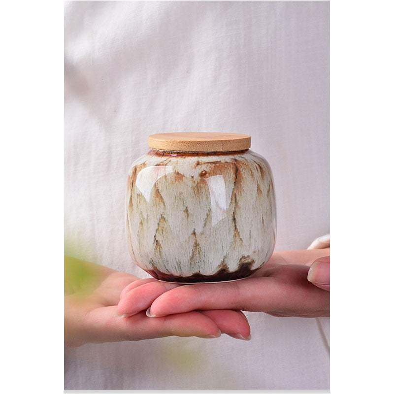 220ml Ceramic Kitchen Tea Box Retro Fission Color Tea Caddies Containers Travel Storage Box Porcelain Jar For Powder Coffee Jar - dianjiang-