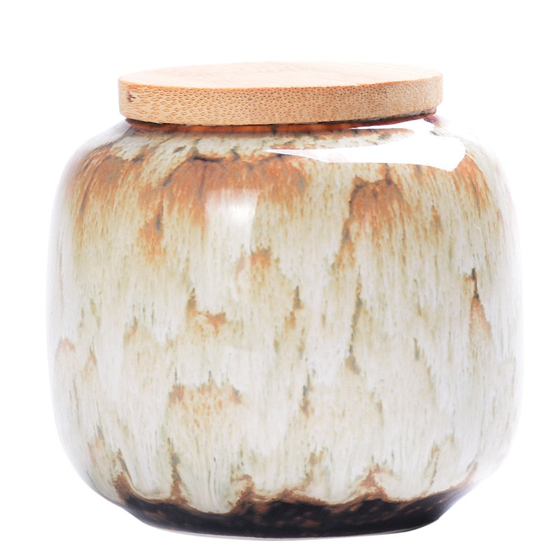 220ml Ceramic Kitchen Tea Box Retro Fission Color Tea Caddies Containers Travel Storage Box Porcelain Jar For Powder Coffee Jar - dianjiang-