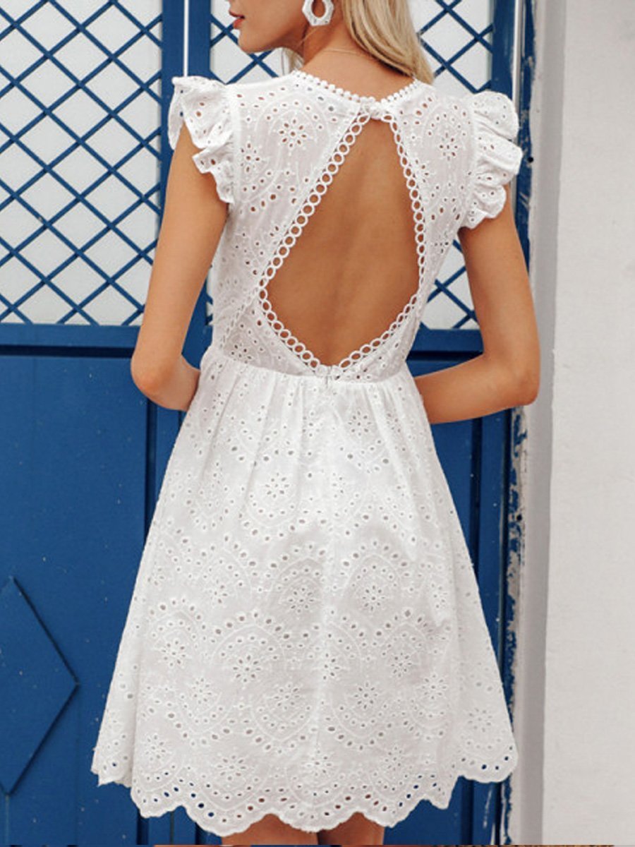 Maternity Lace Backless Fungus Dress - dianjiang-