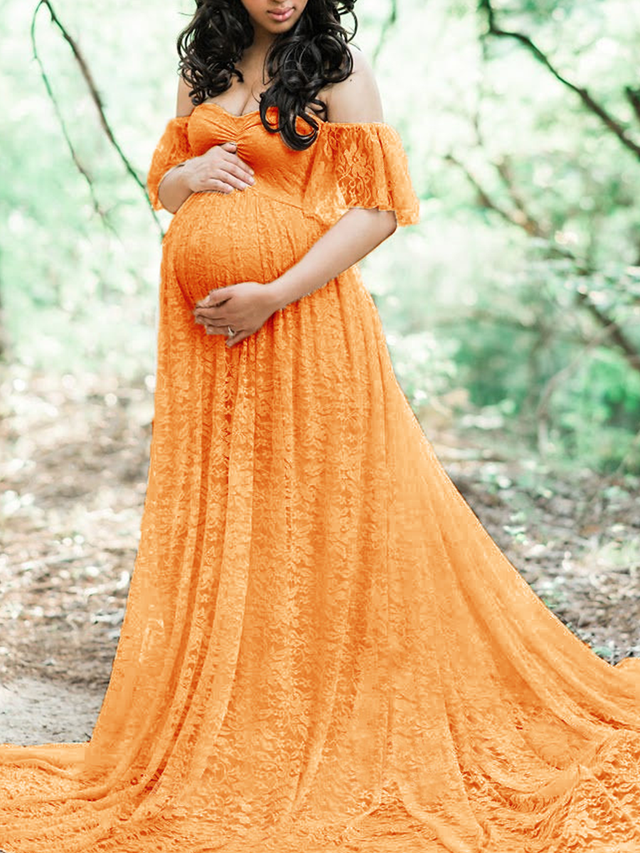 Maternity Off Shoulder Long Sleeve Gorgeous Dress - dianjiang-