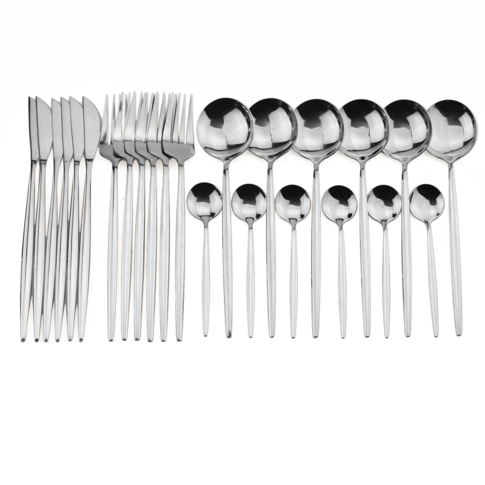 24Pcs/set 18/10 Stainless Steel Dinner Black Gold Dinnerware Set Knife Fork Spoon Cutlery Set Kitchen Tableware Silverware Sets - dianjiang-