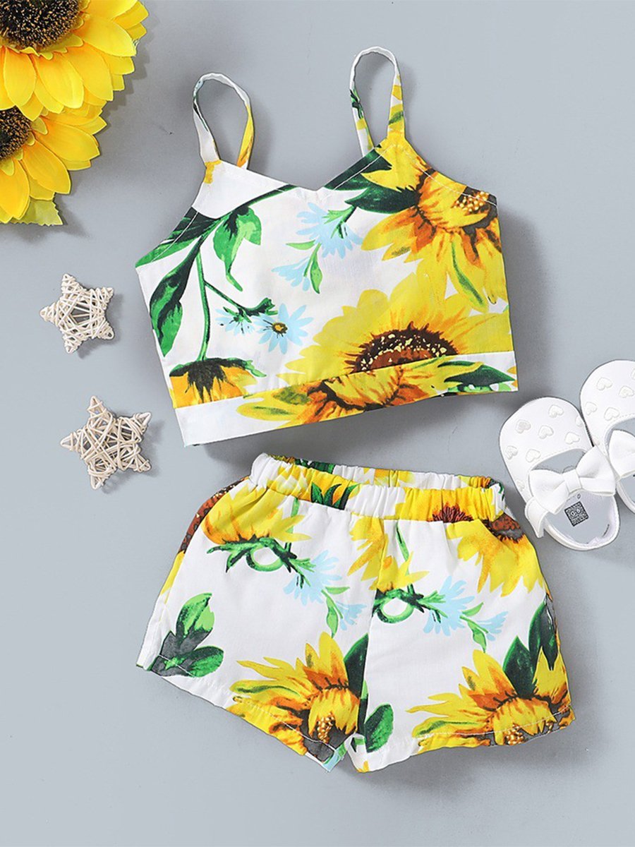 Children's Sleeveless Sunflower Baby Suit - dianjiang-