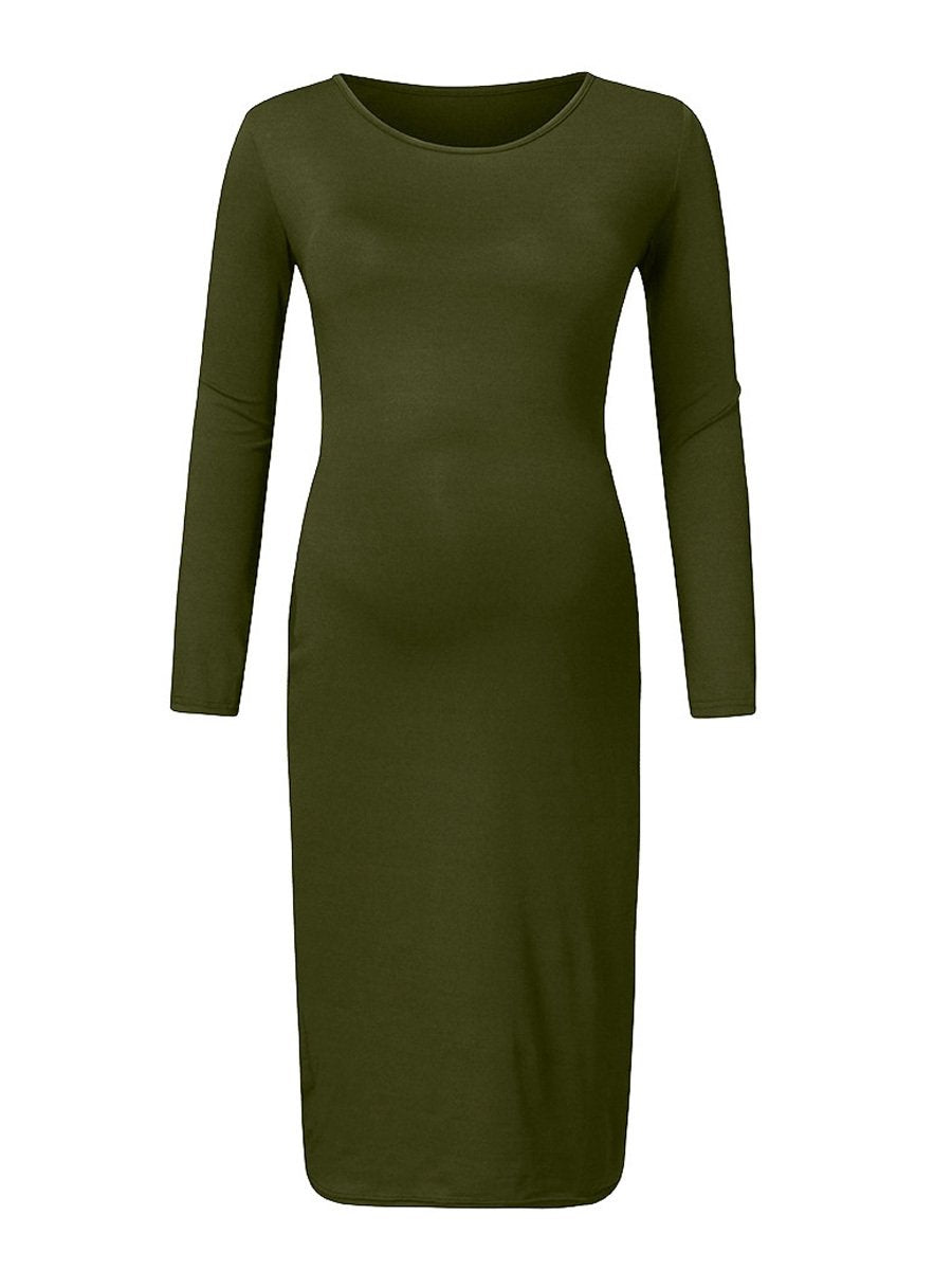 Maternity Fashion Simple Long Sleeve Dress - dianjiang-