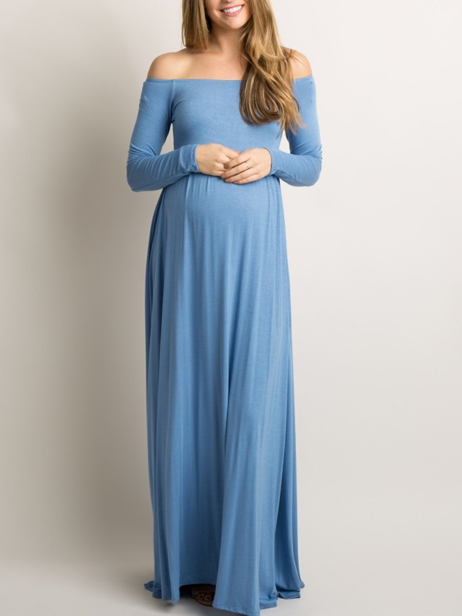 Maternity V-neck Trailing Maxi Dress - dianjiang-