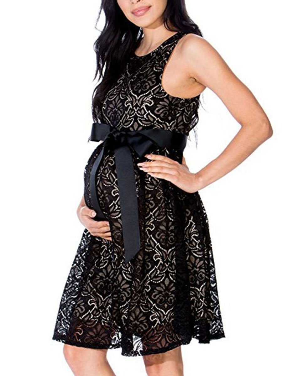 Slim Maternity Lace Crochet Swing Tank Dress - dianjiang-