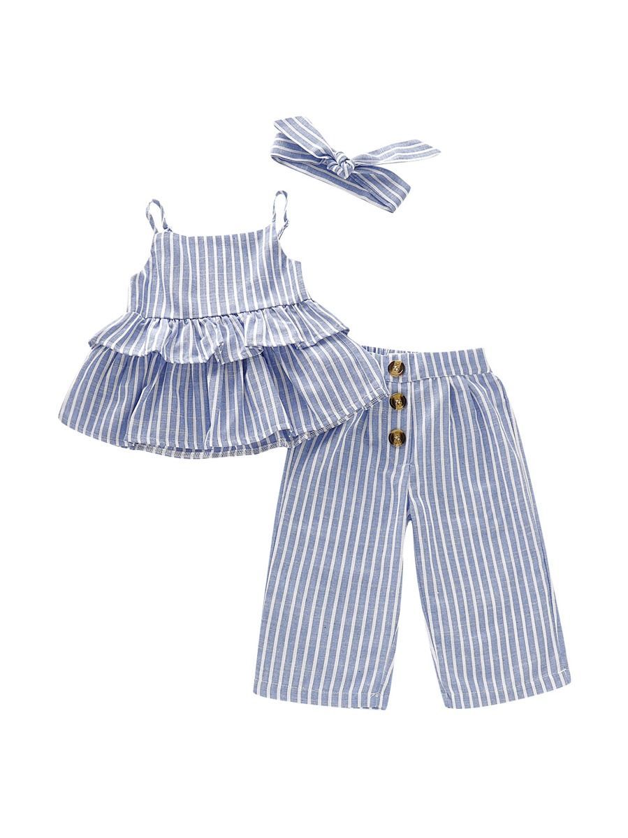 3-Piece Baby Toddler Outfit Suspender Top+Pants+Headband - dianjiang-