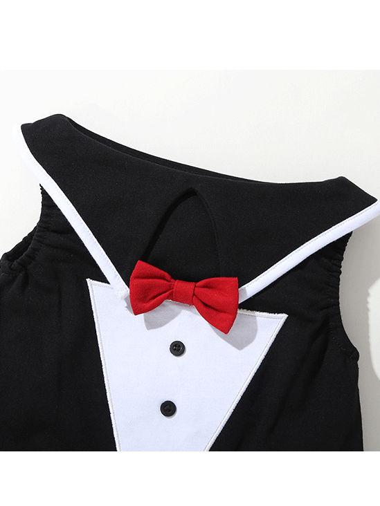 3-Pieces Baby Halloween Outfit Hat with Horn+Bat Romper+Bow Vest - dianjiang-