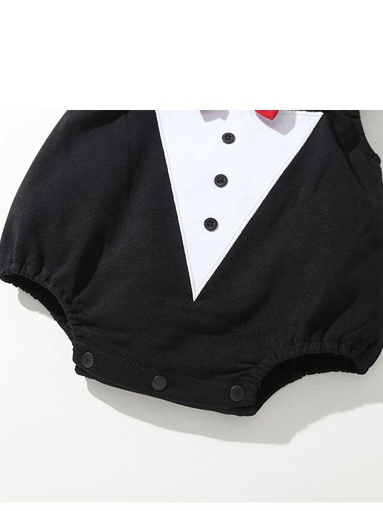 3-Pieces Baby Halloween Outfit Hat with Horn+Bat Romper+Bow Vest - dianjiang-