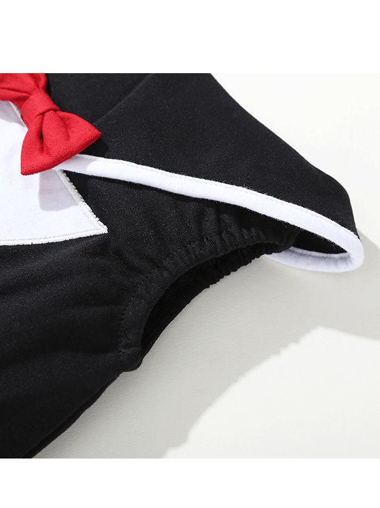 3-Pieces Baby Halloween Outfit Hat with Horn+Bat Romper+Bow Vest - dianjiang-