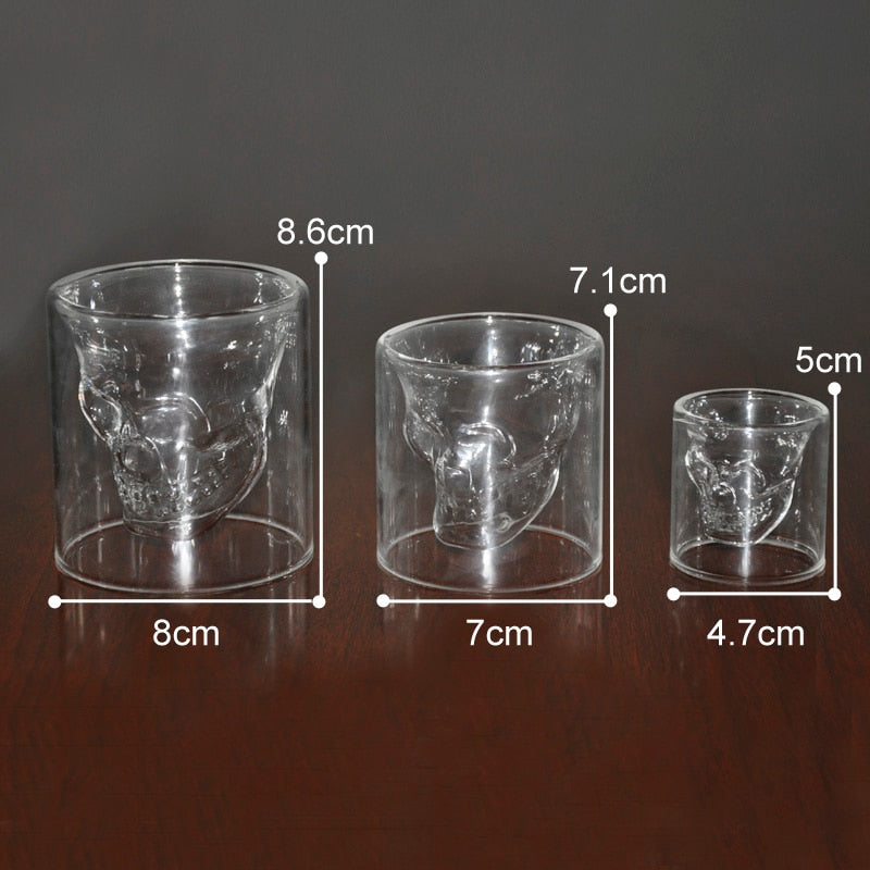 3 sizes Two ways Shot Transparent Crystal Skull Head Glass Cup For Whiskey Wine Vodka Bar Club beer wine glass - dianjiang-