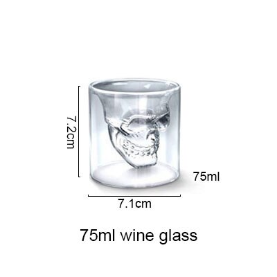 3 sizes Two ways Shot Transparent Crystal Skull Head Glass Cup For Whiskey Wine Vodka Bar Club beer wine glass - dianjiang-