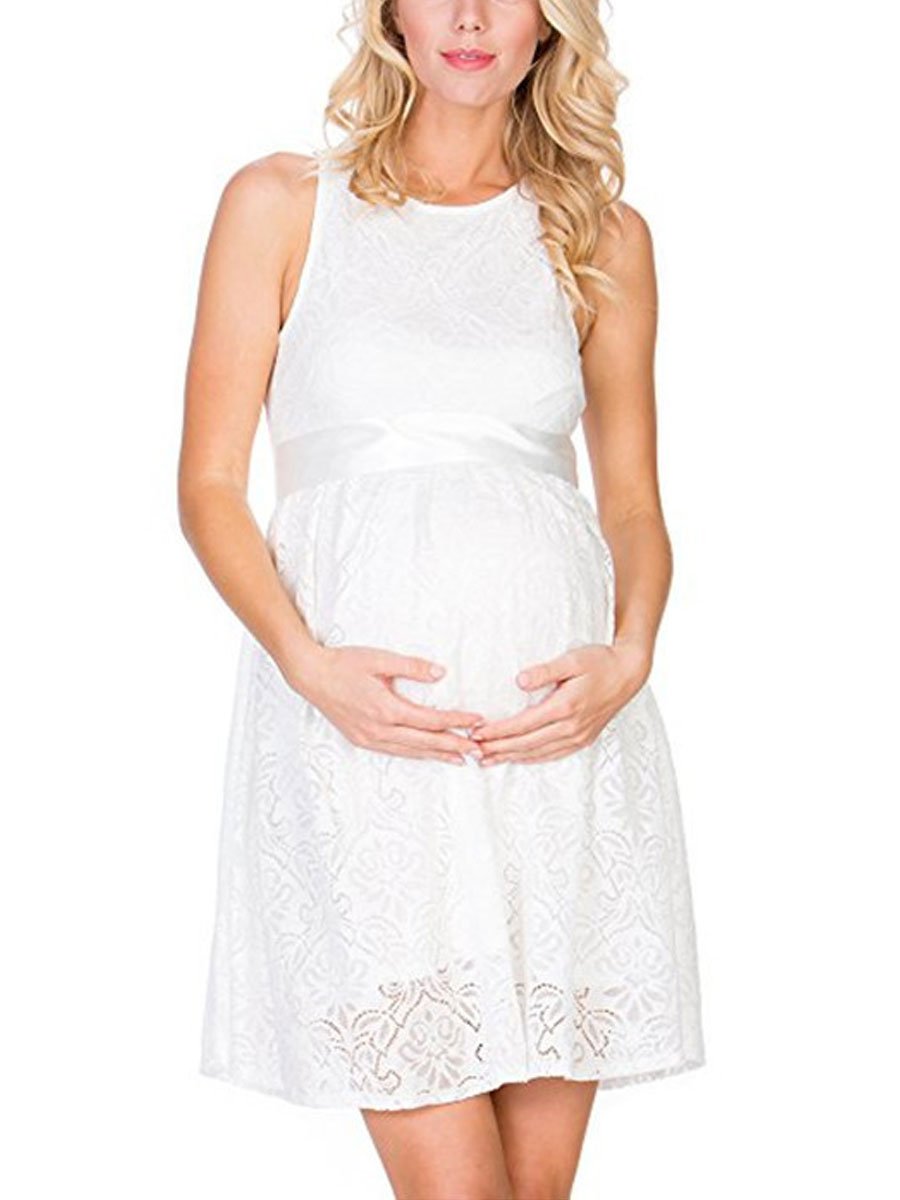 Slim Maternity Lace Crochet Swing Tank Dress - dianjiang-