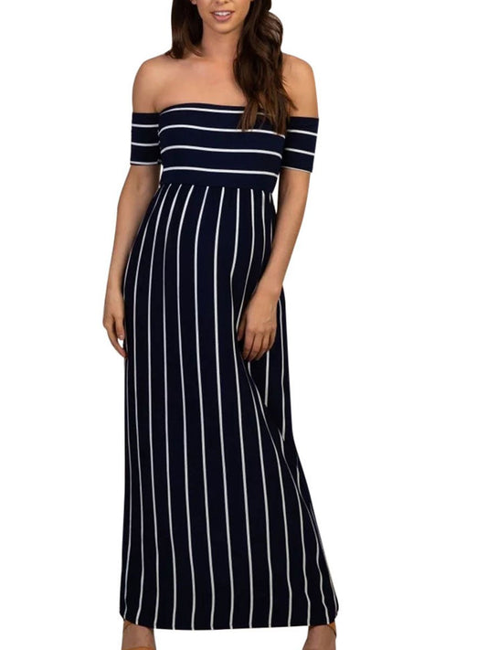 Women's Sleeveless Striped Maternity Dress - dianjiang-