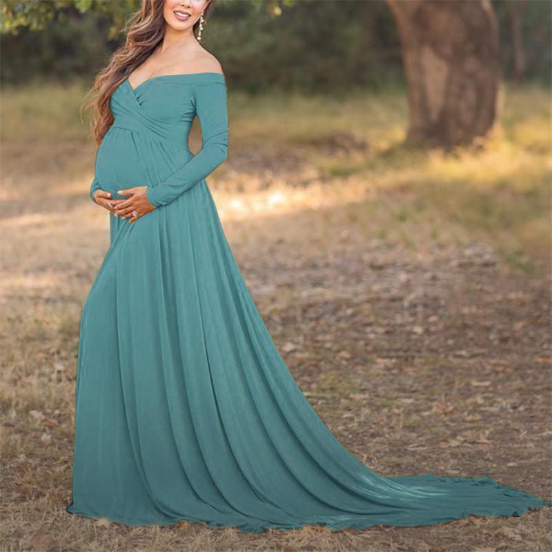 Maternity Off Shoulder Long Sleeve Gorgeous Dress - dianjiang-