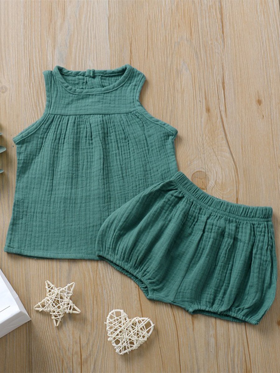 Breathable Boys and Girls Vest Shorts Two Piece Baby Suit - dianjiang-