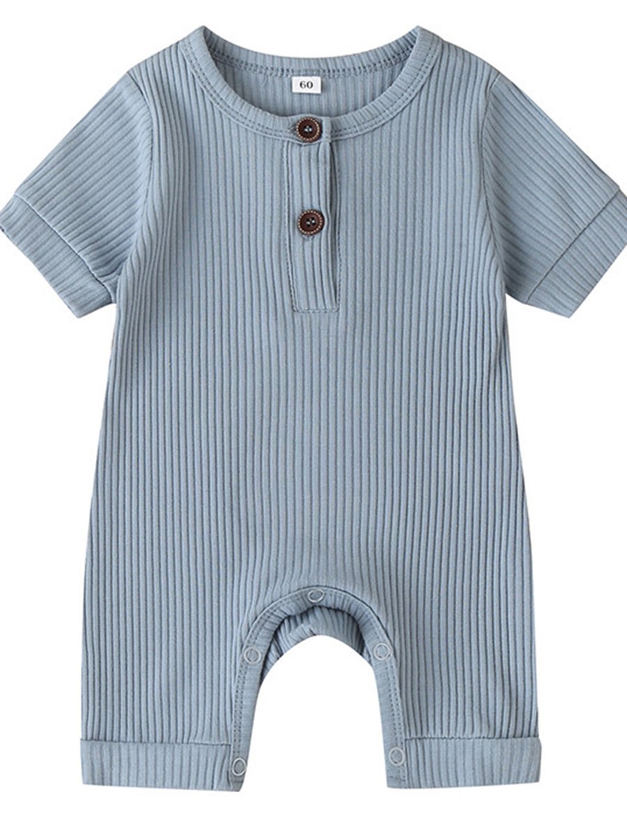 Baby Jumpsuit Solid Color Short-sleeved Crawling Suit - dianjiang-