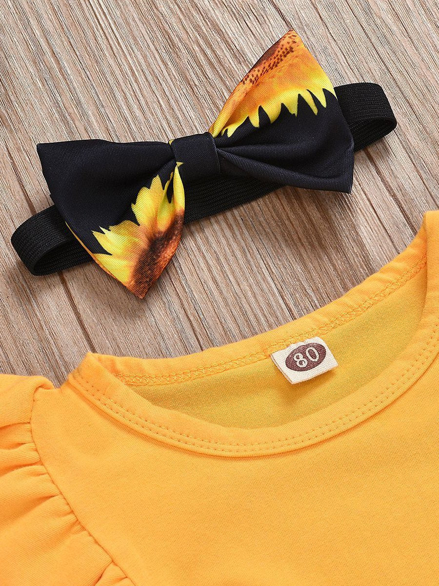 Girl Sunflower Sling Short Skirt Baby Suit - dianjiang-