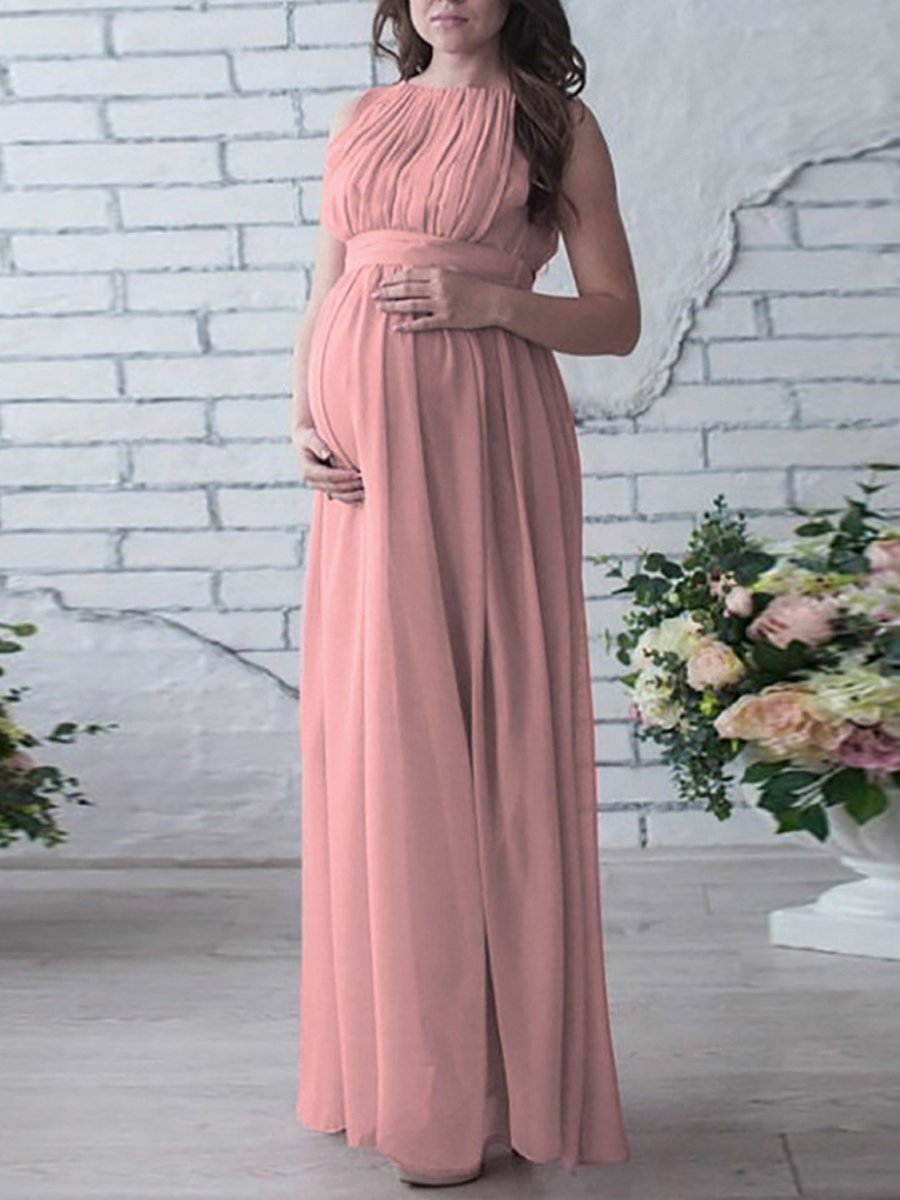 Maternity Sleeveless Chiffon Long Dress - dianjiang-