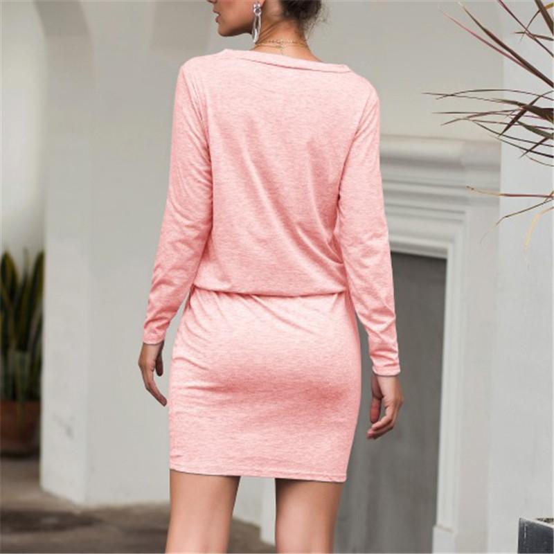 Maternity Round Neck Solid Color Long Sleeve Casual Dresses - dianjiang-