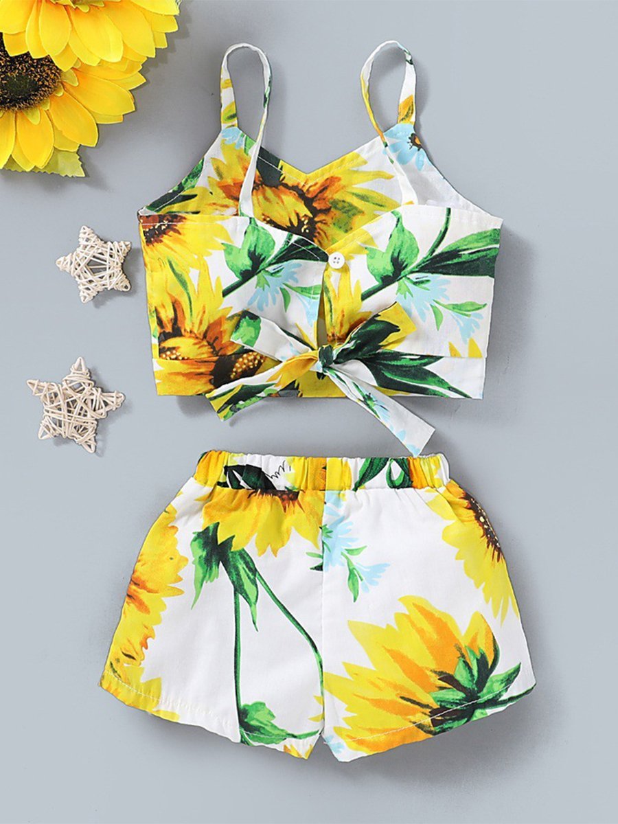 Children's Sleeveless Sunflower Baby Suit - dianjiang-