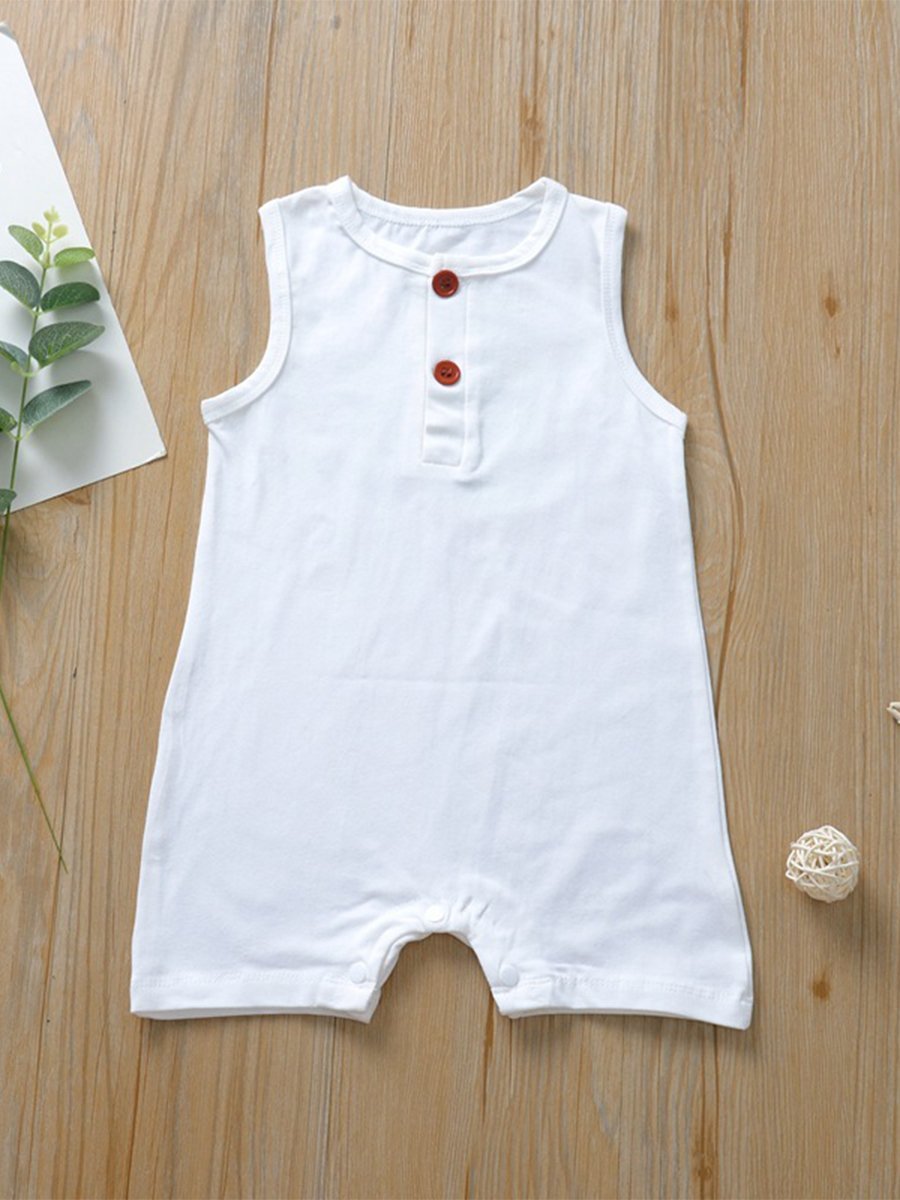 Infant Baby Cartoon Pattern Sleeveless Open Button Jumpsuit - dianjiang-