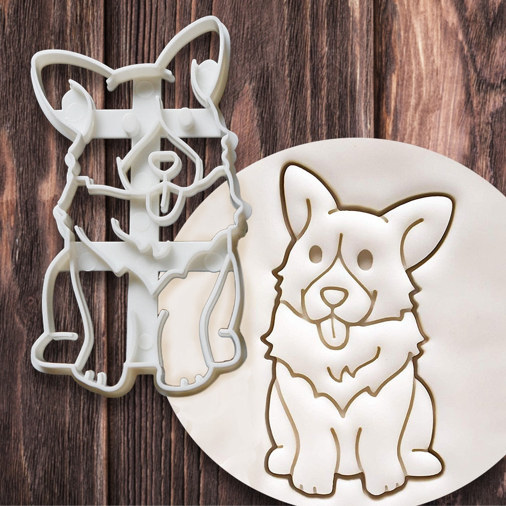 3Pcs/Set Biscuit Baking Tool Cute Funny Corgi Dog Shaped Cookie Cutters Mold Kitchenware Bakeware Tool For kids Hand DIY Mold - dianjiang-