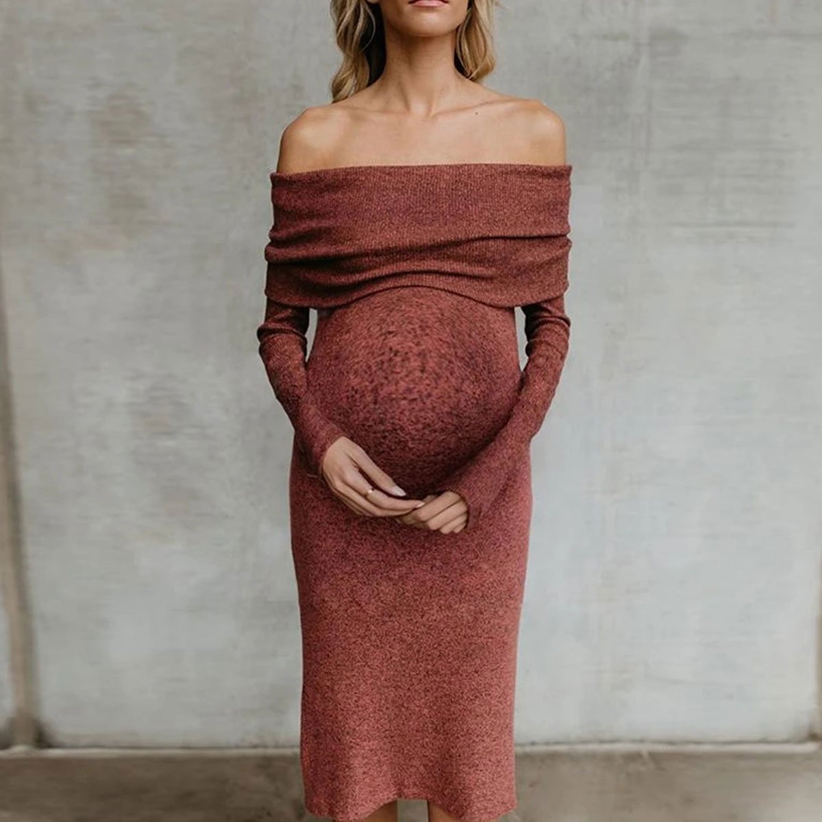 One-Shoulder Solid Color Slim Hips Maternity Dress - dianjiang-