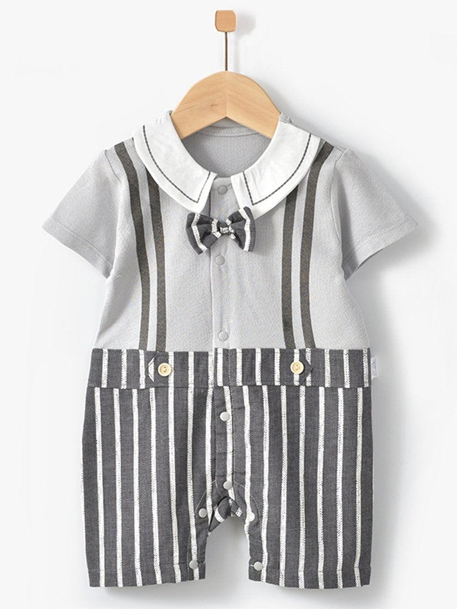 Baby Short Sleeve Jumpsuit Comfortable Knitted Cotton Crawling Suit - dianjiang-