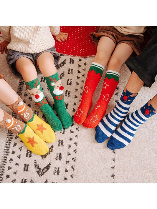 4-PACK Christmas Gift Family Matching Thememid-calf Length Socks - dianjiang-