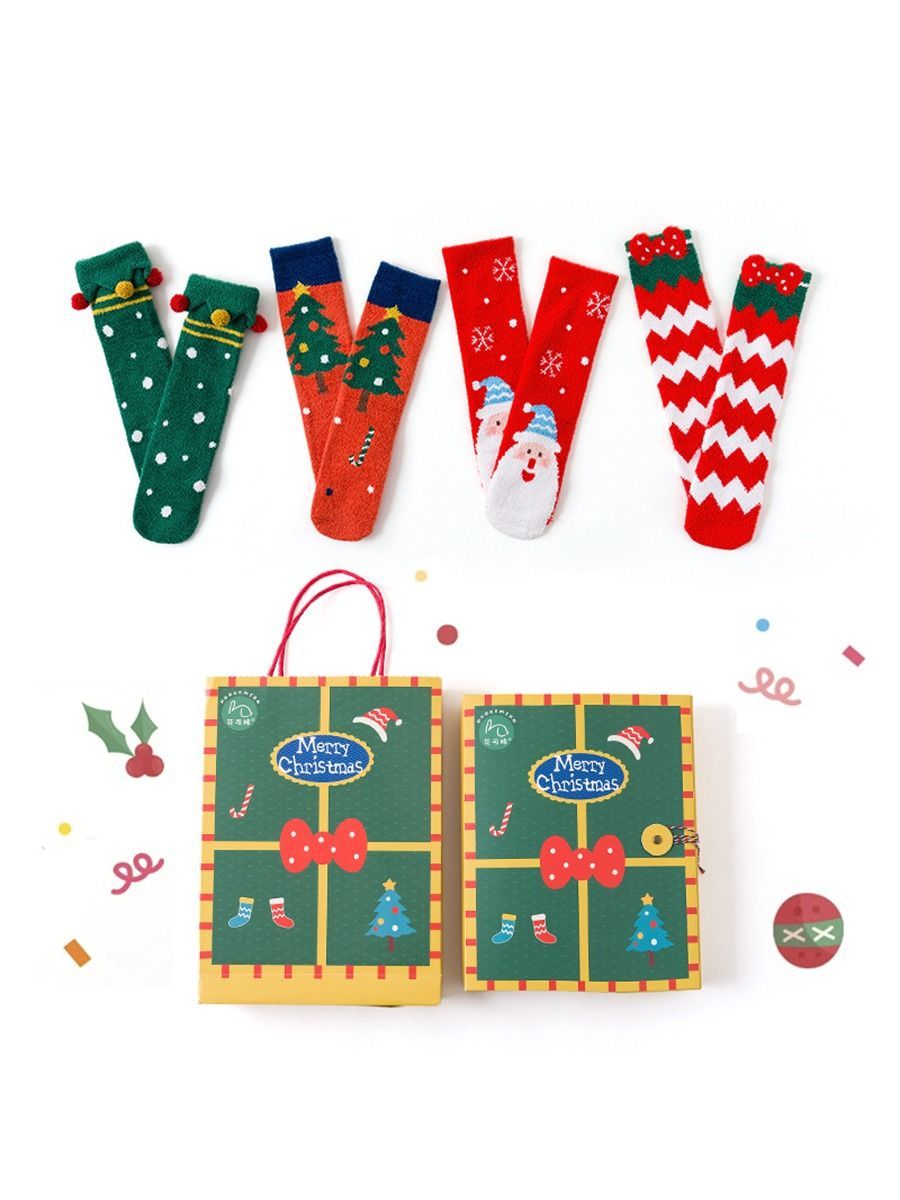 4-PACK Christmas Gift Family Matching Thememid-calf Length Socks - dianjiang-