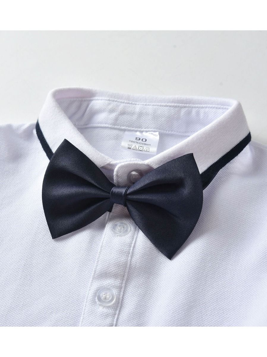 4-Piece Baby Boy Outfits Bow Tie Bodysuit Matching Suspender Pants - dianjiang-