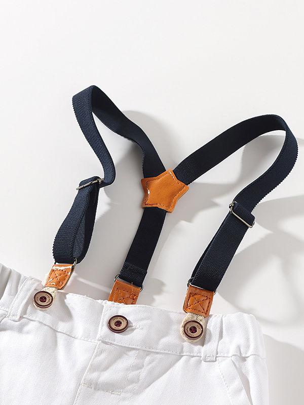 4-Piece Hawaii Style Baby Toddler Boy Outfit Shirt Matching Bowtie+Suspender Shorts - dianjiang-