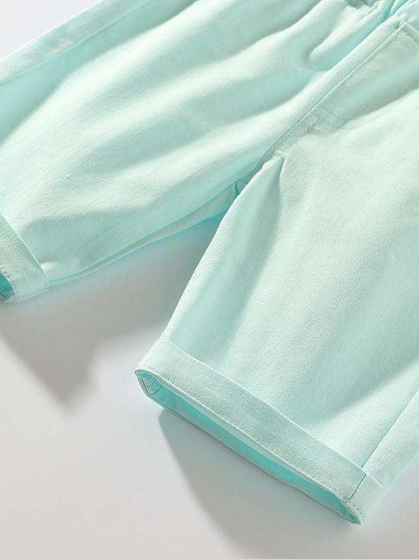 4-Piece Hawaii Style Baby Toddler Boy Outfit Shirt Matching Bowtie+Suspender Shorts - dianjiang-