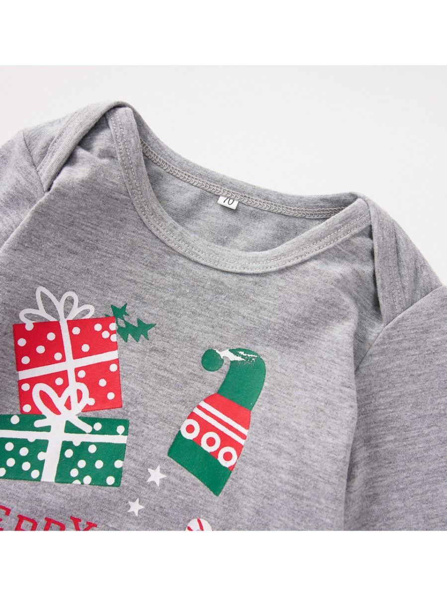 4-Piece Xmas Theme Baby Outfits Bodysuit and Pants and Hat and Headband - dianjiang-