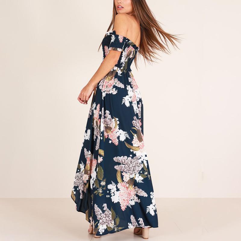 Maternity Printed Off The Shoulder Maxi Dress - dianjiang-