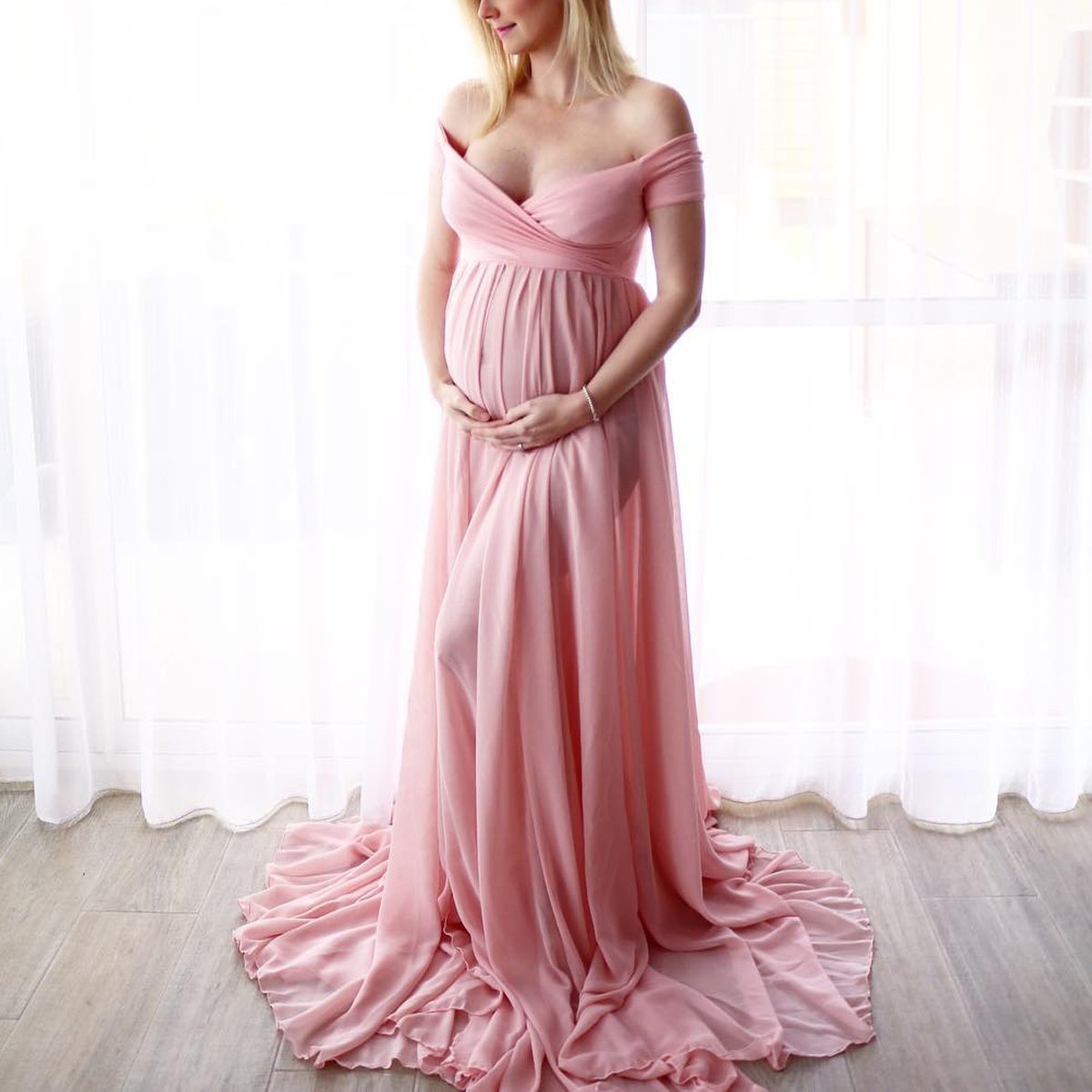 Maternity Pure Color Elegant Pure Color Dress - dianjiang-