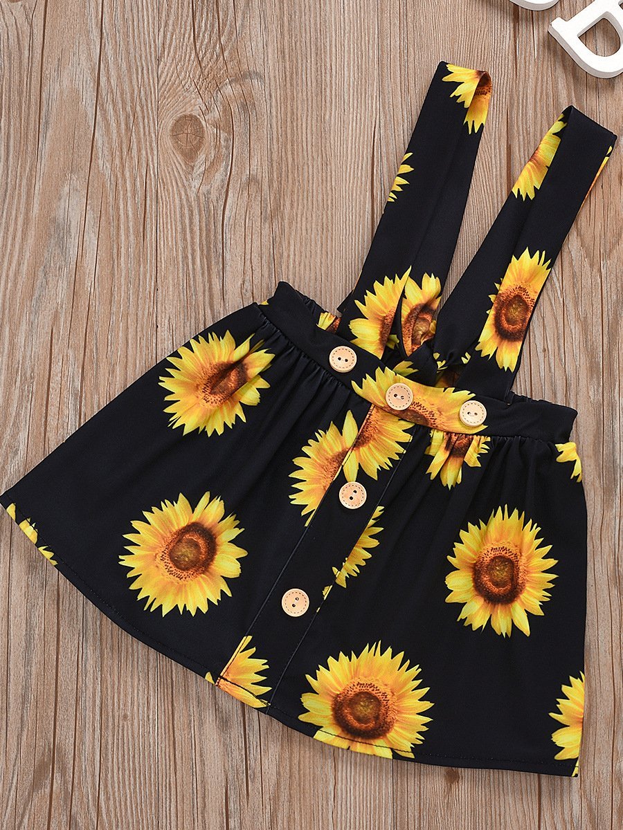 Girl Sunflower Sling Short Skirt Baby Suit - dianjiang-