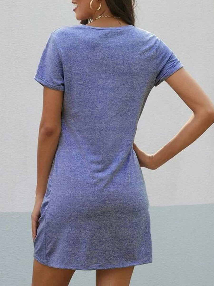 Maternity V Neck Irregular Hem Short Sleeve Dress - dianjiang-