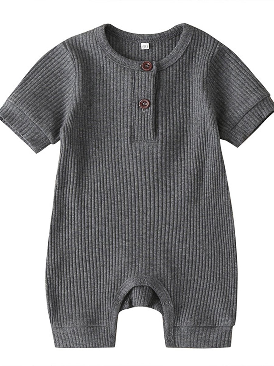 Baby Jumpsuit Solid Color Short-sleeved Crawling Suit - dianjiang-