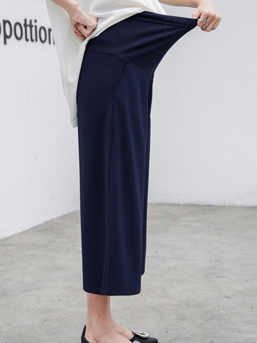 Solid Color Casual Loose Pregnant Women Cropped Pants - dianjiang-