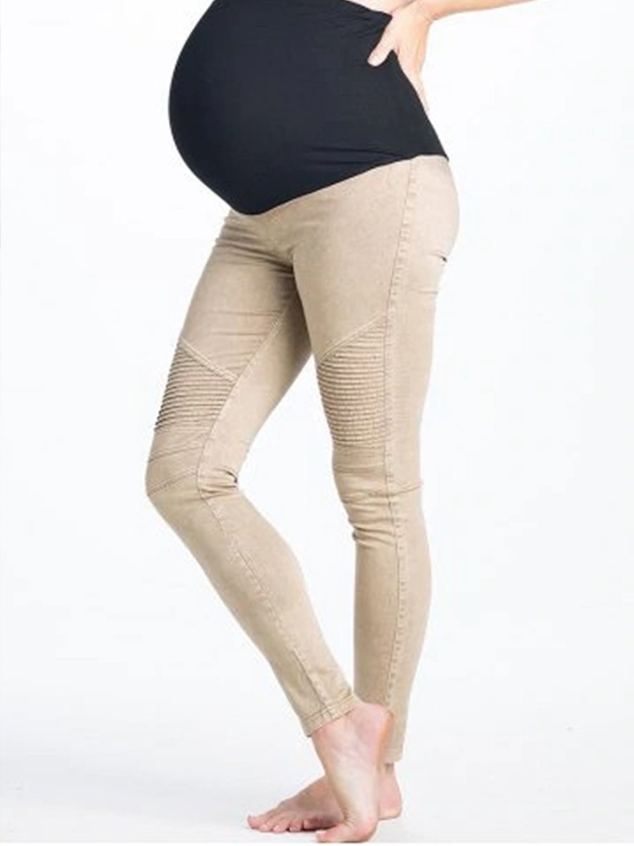 Maternity Comfort Solid Color Stitching Stomach Lift Pants - dianjiang-