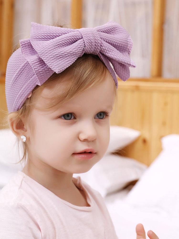 Adorable Baby Little Kids Solid Color Bow Hair Band - dianjiang-