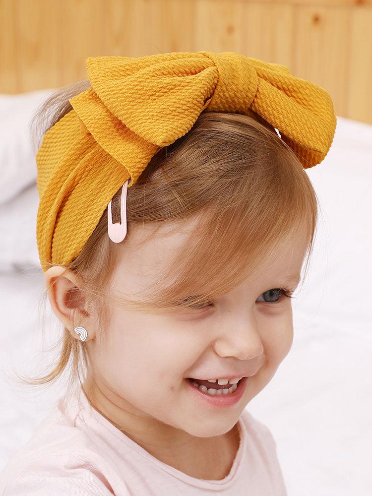 Adorable Baby Little Kids Solid Color Bow Hair Band - dianjiang-