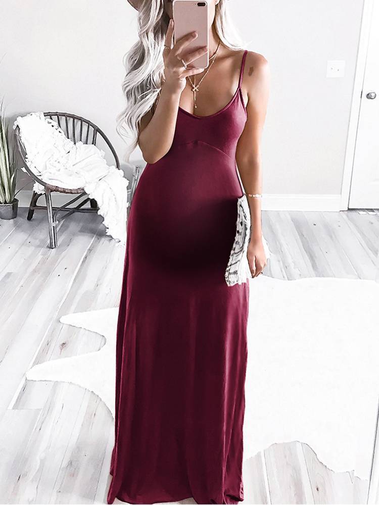 Maternity Deep V-Neck Sleeveless Tight Dress - dianjiang-