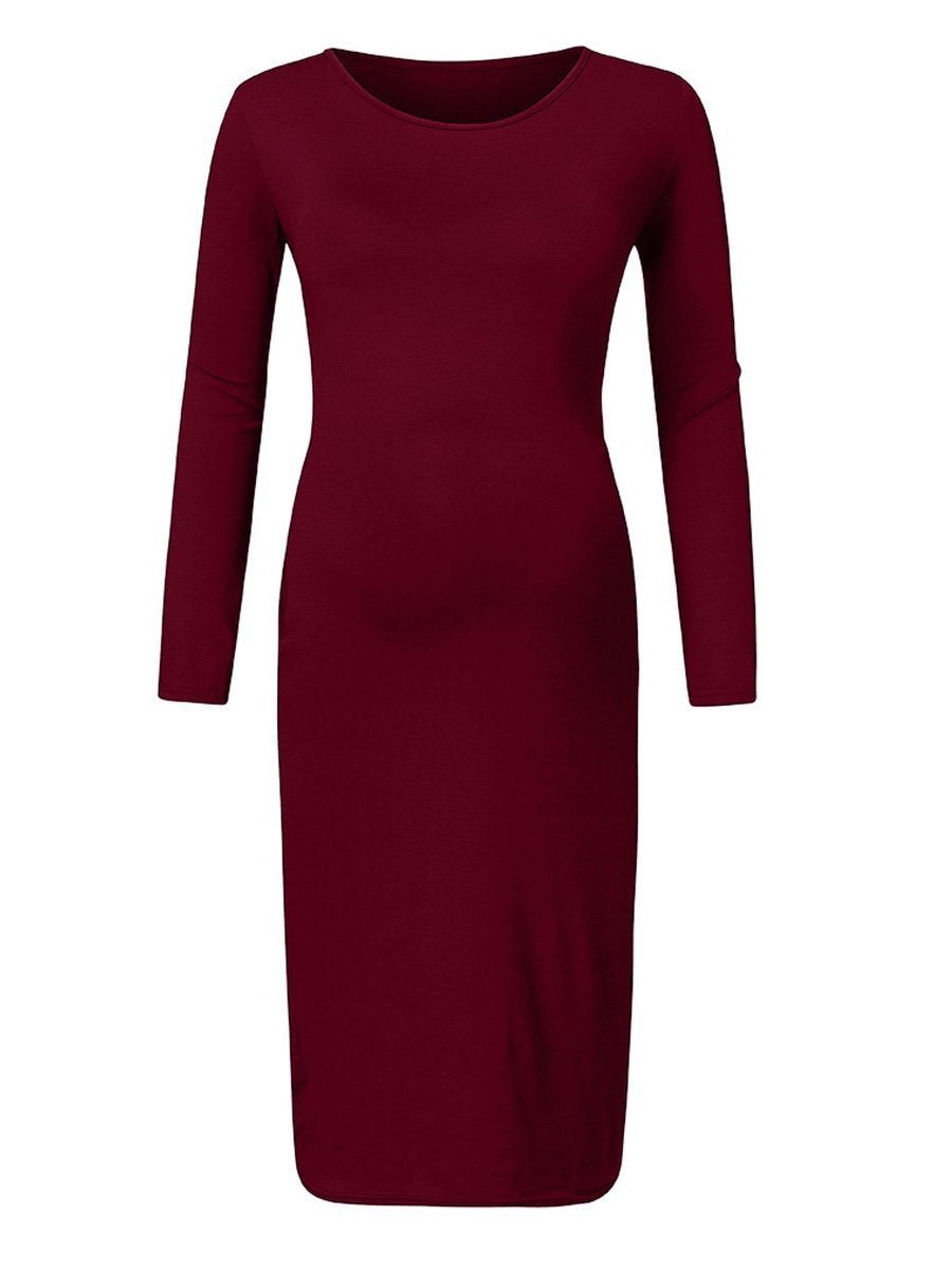 Maternity Fashion Simple Long Sleeve Dress - dianjiang-